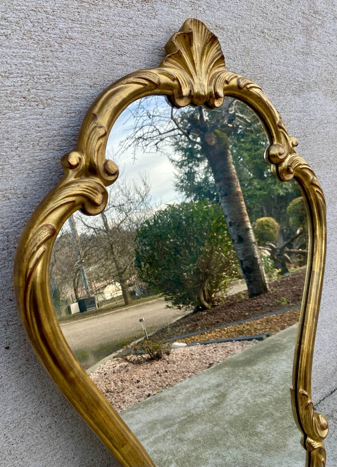 Vintage Louis XV style gilded wood mirror Baroque mirror