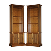 Pair of large David Linley bookcases in burr walnut, 2.6 m