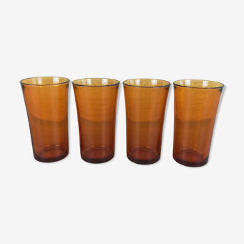 4 amber lemonade glasses