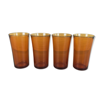 4 amber lemonade glasses