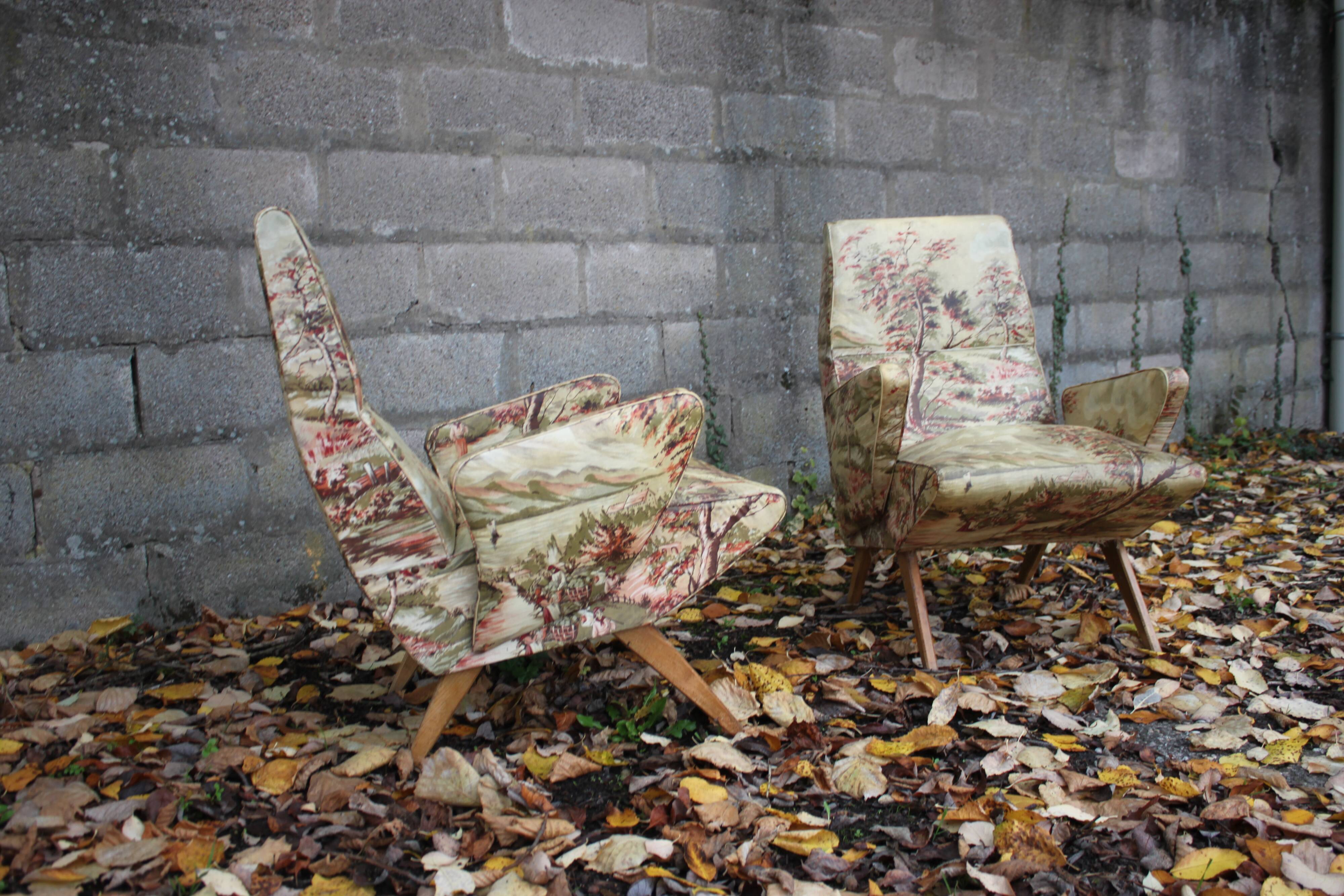 Pair of Italian club armchair from the 50s Nino Zoncada