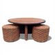 Coffee table and 4 stools in the style of Audoux & Minet.