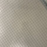 Minimalist 1960s wire glass coffee table in stainless steel.