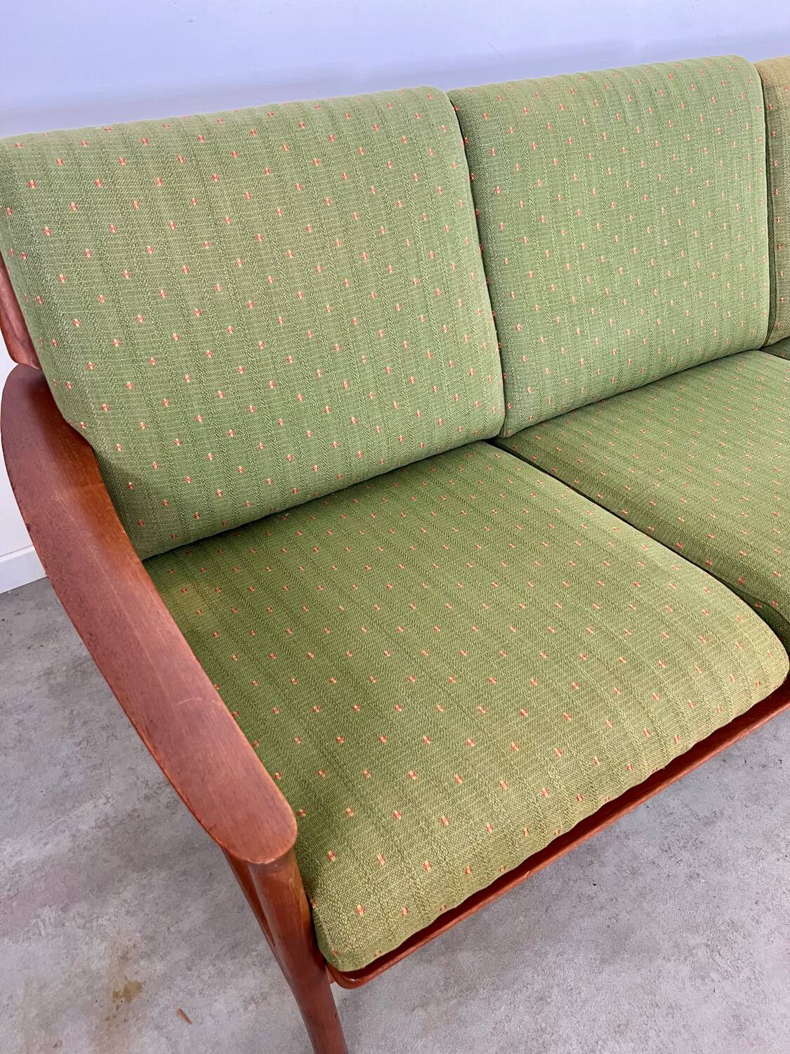 Living room set sofa armchair coffee table Scandinavian design 60s Swedish vintage teak