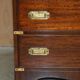 Vintage military commode FINE hardwood, brass and leather.
