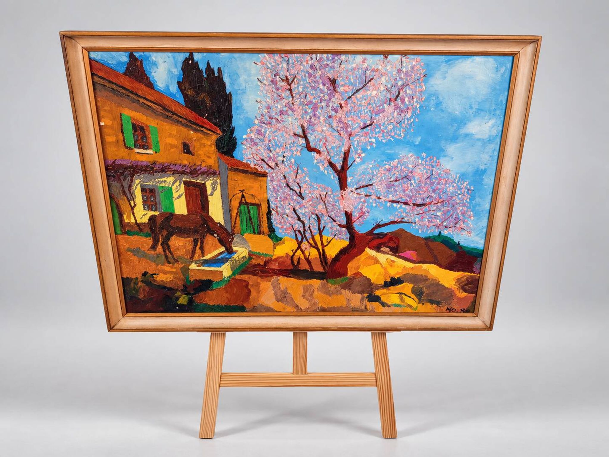Robert morlhon (mo.ro) – huile sur toile originale de 1973 – provence