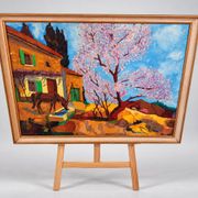 Robert morlhon (mo.ro) – huile sur toile originale de 1973 – provence