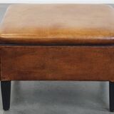 Square Sheepskin Leather Ottoman