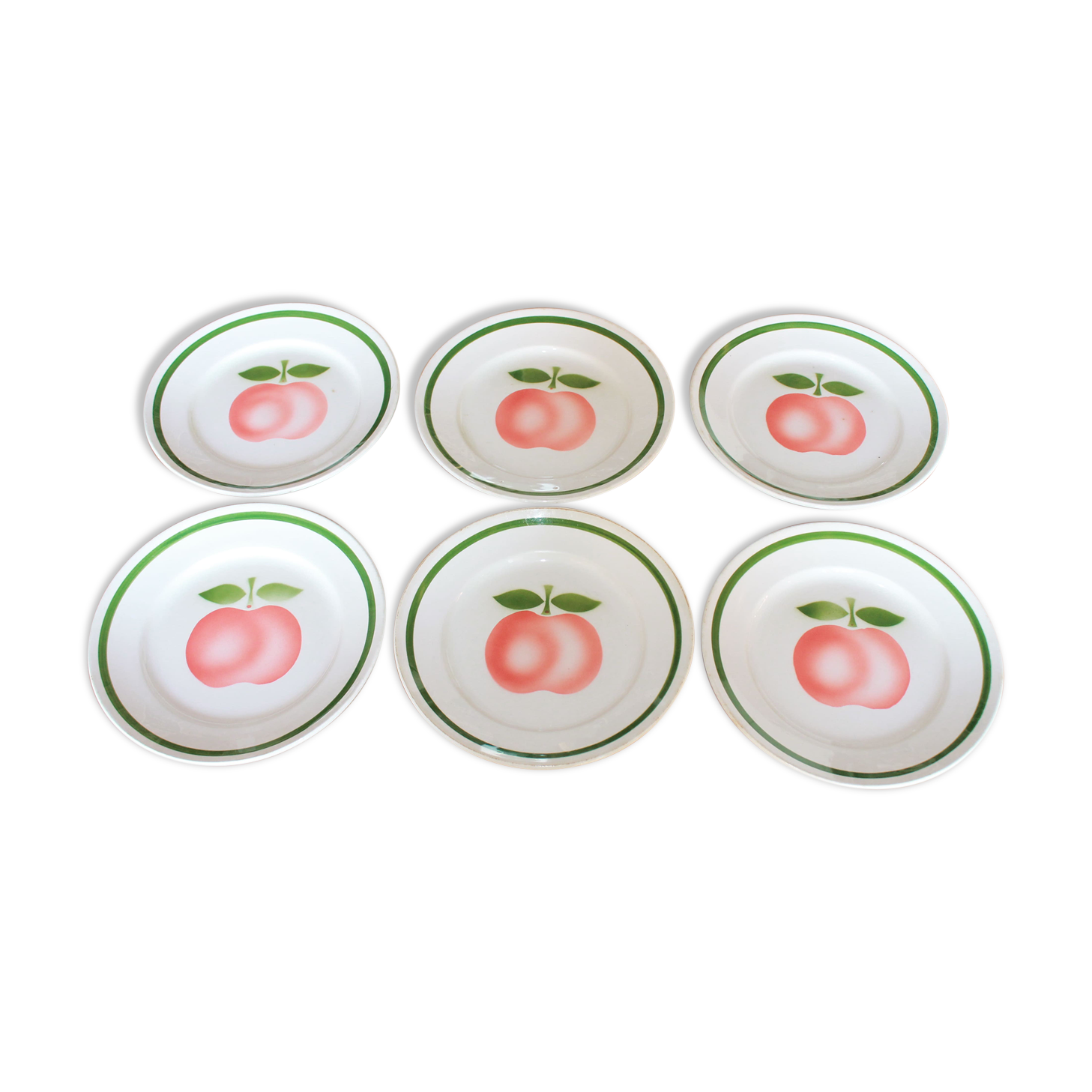 6 vintage apple plates