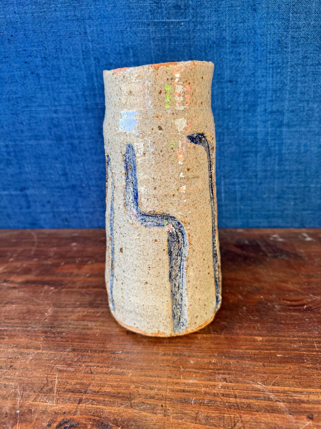 Beautiful stoneware vase glazed by the ceramist Jean Tessier. Late 20th century