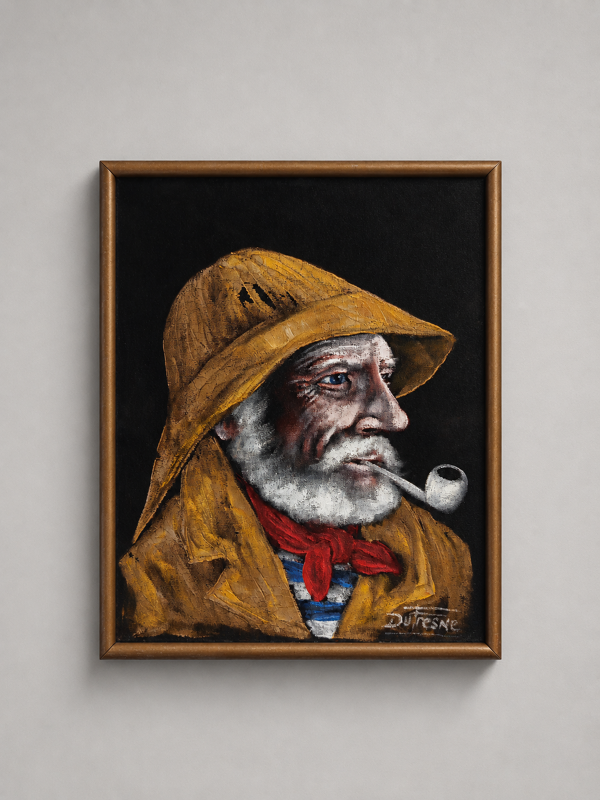 Portrait de marin breton à la pipe – signé Dutresne