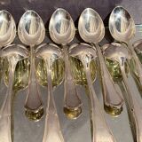 Suite of 10 teaspoons in silver metal model violin net Louis XV