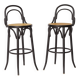 Pair of Bentwood Bar Stools with Vienna Cane Seats – Thonet Style, Black