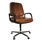 Leather desk chair, Vitra, designed by Wolfgang Mueller, 1970s.