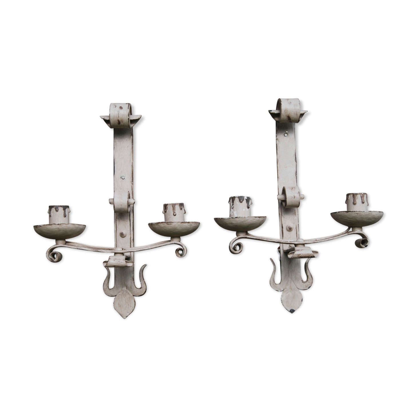Pair of wrought-iron wall sconces