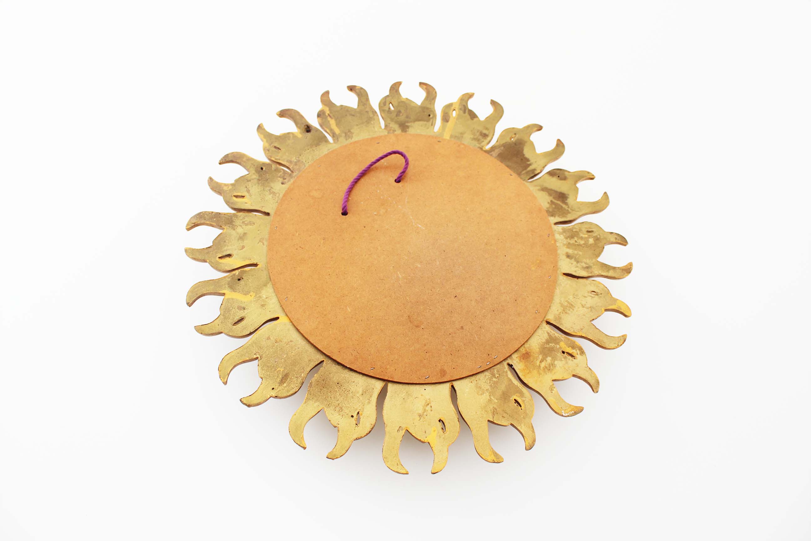 Vintage 1970's gilt sunburst mirror - vintage gilt sunburst convex mirror