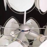 Vistosi White Murano Glass teardrop-shaped discs Chandelier, Italy, 1970s