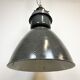 Dark grey enamel industrial factory lamp from elektrosvit, 1960s