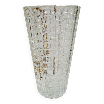 Chiseled glass vase 1970s