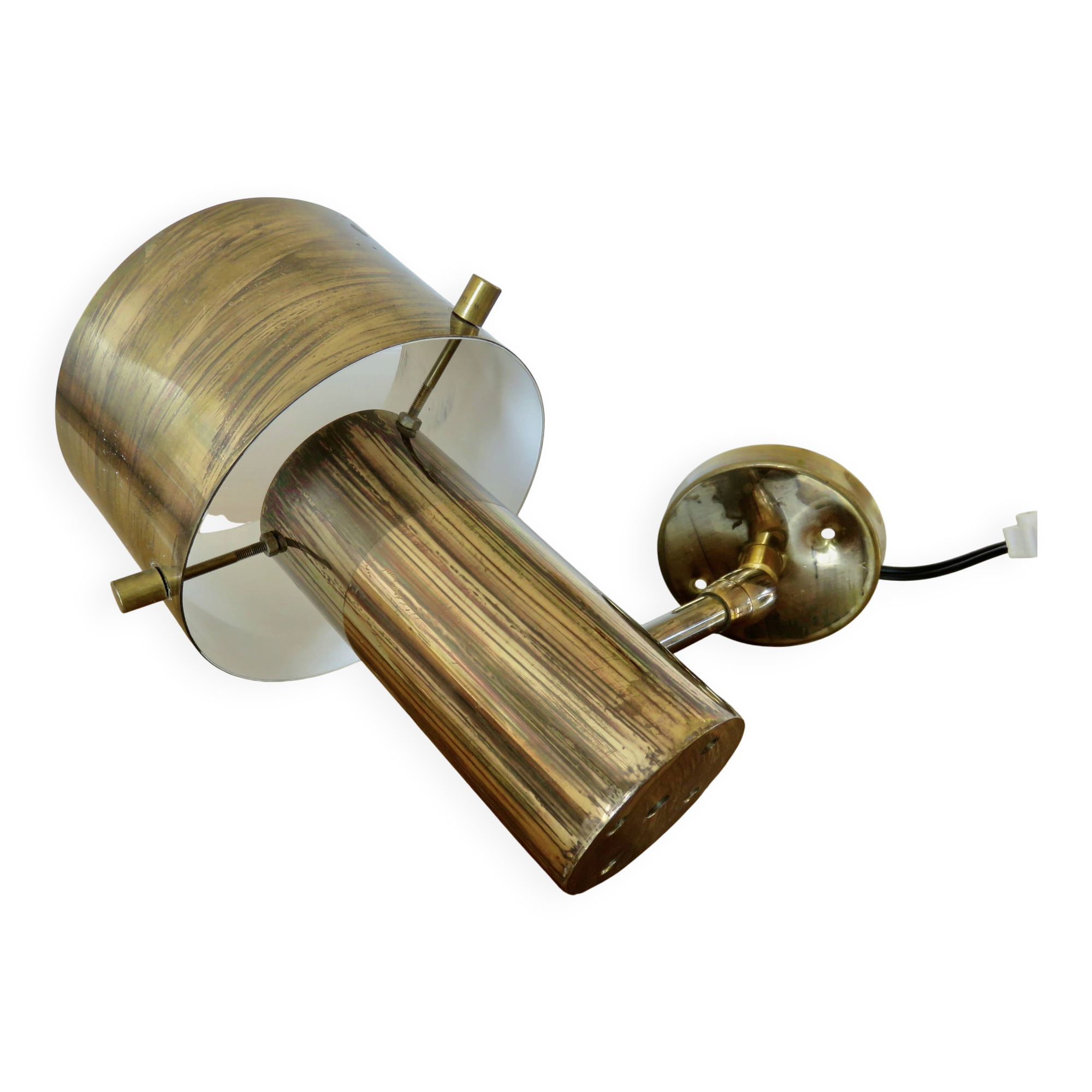 Wall light Jo Hammerborg in patinated brass, gun barrel finish, Denmark, 1970s.