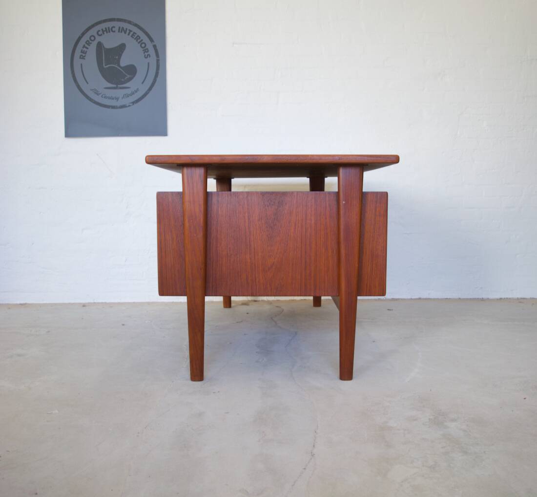 FM60 Executive Desk in Teak by Kai Kristiansen for Feldballes Møbelfabrik, 1960s