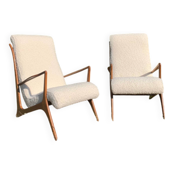 Paire de Fauteuils modernes VK de J.Graz en caviuna, années 1950