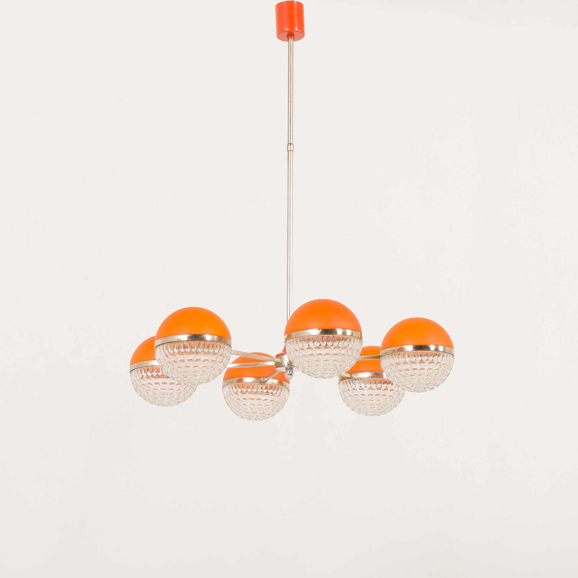 Italian Space Age chandelier with crystal glass shades, 1970s