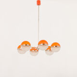 Italian Space Age chandelier with crystal glass shades, 1970s