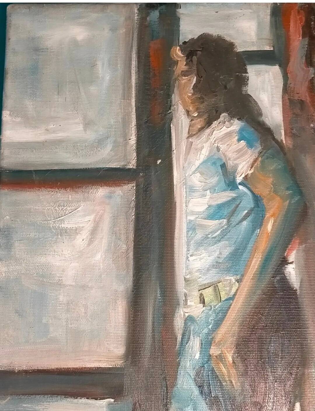 20th Century Vintage Impressionist Oil Painting Portrait of a Woman