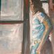 Peinture à l'huile impressionniste, portrait d'une femme, XXe siècle