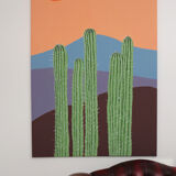 Contemporary painting on cactus canvas