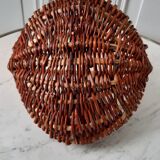 Rattan basket, vintage wood