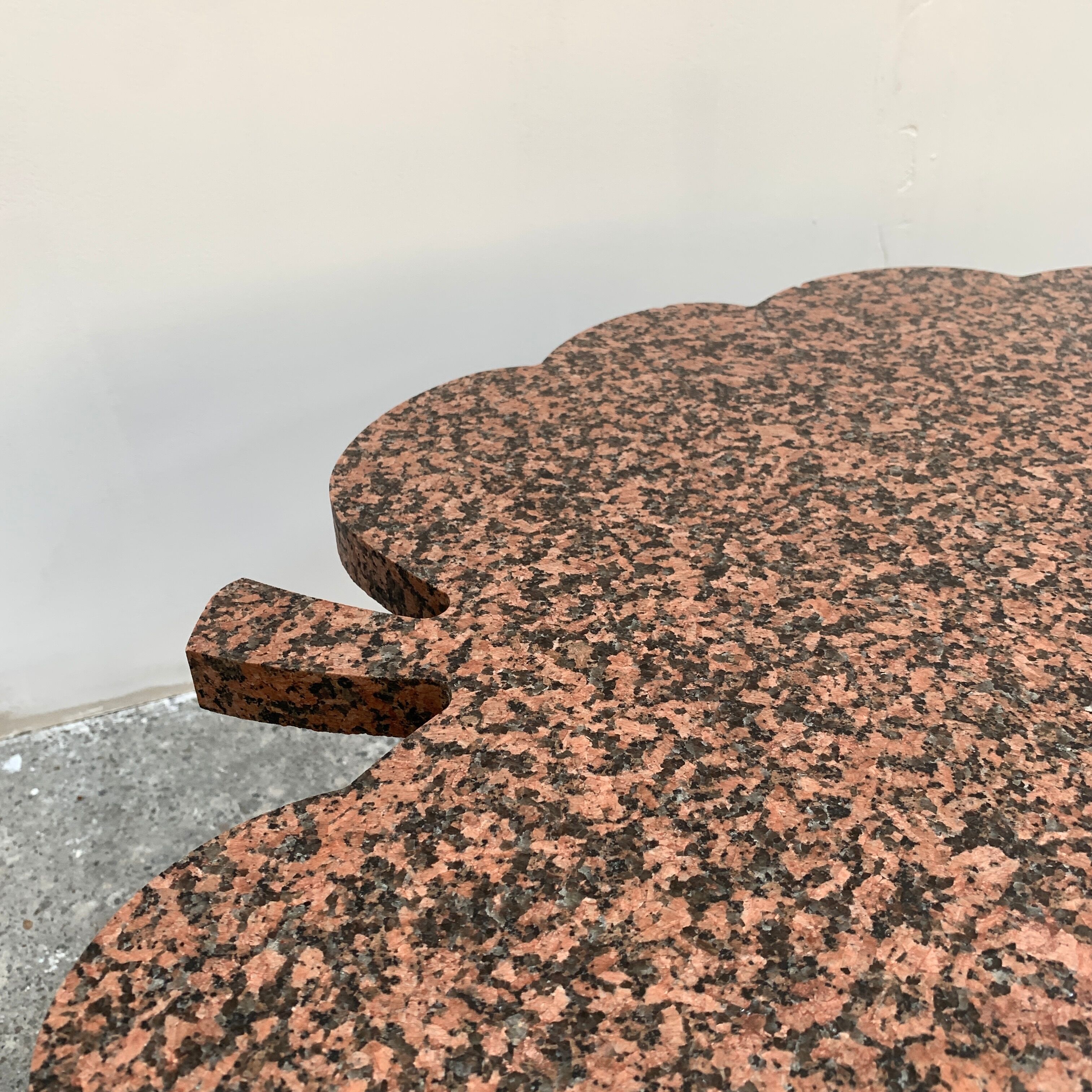 Granite and hammered wrought iron coffee table