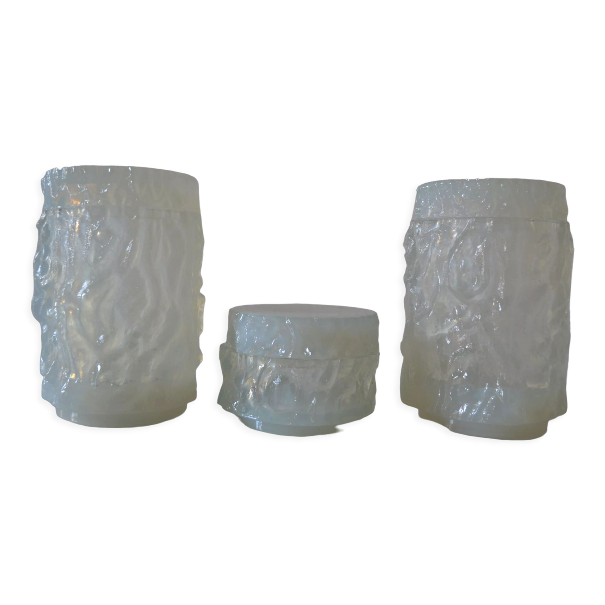 3 opalescent glass jars 60's geoffrey baxter