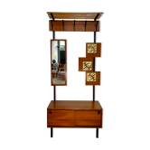 Vestiaire porte manteaux vintage en teck et placage de teck