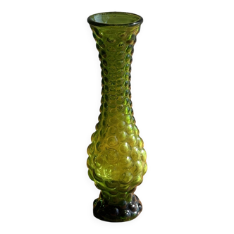 Green glass vase with raised polka dot pattern H30.5