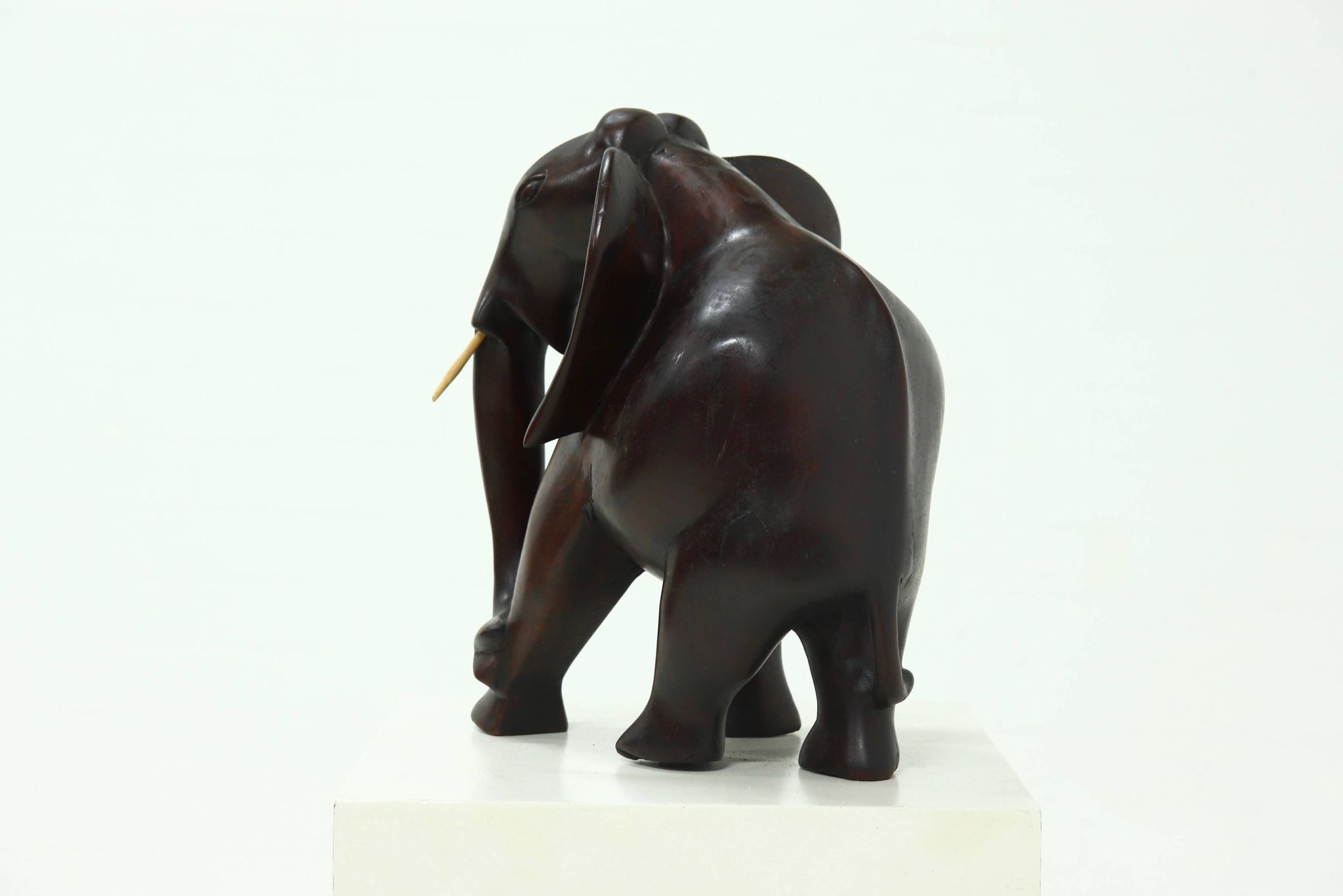 Large Mahogany Sculptural Elephant 1970s