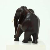 Large Mahogany Sculptural Elephant 1970s