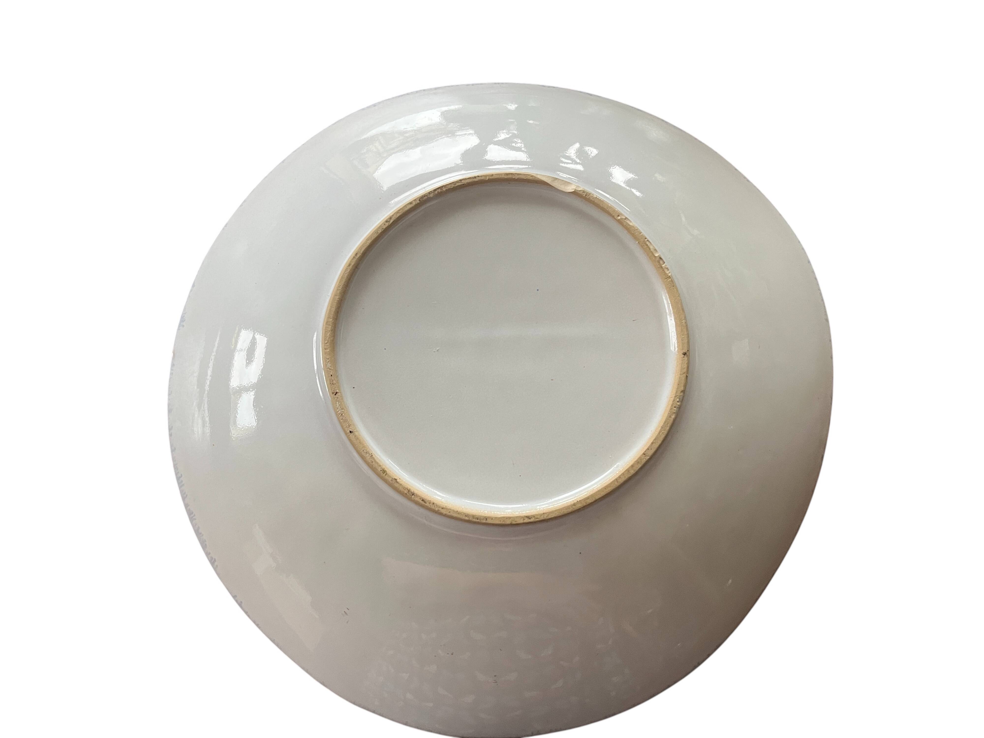 Large blue artisanal ceramic shallow dish from the 20th century.