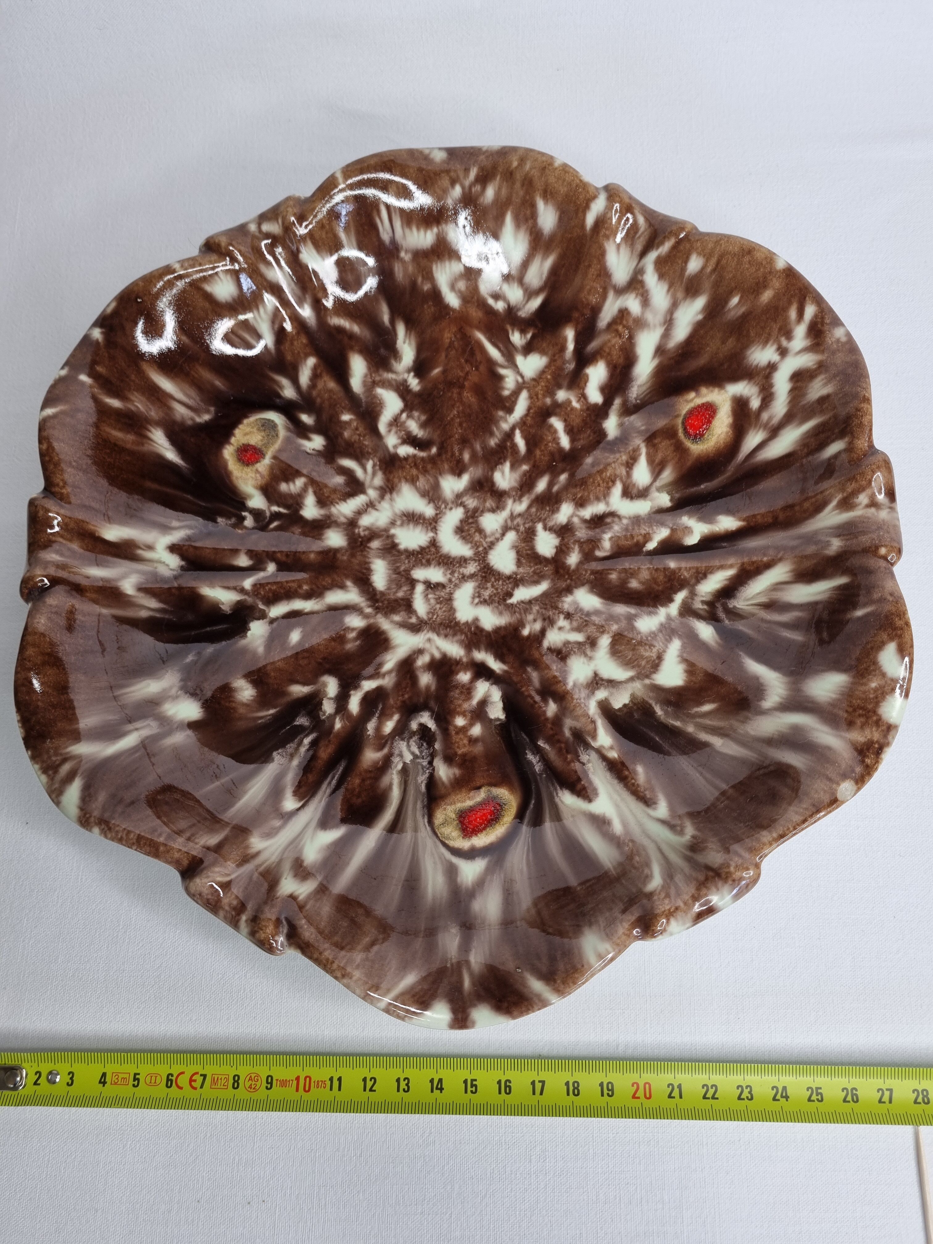 Enamelled ceramic fruit cup, Germany, 28 cm