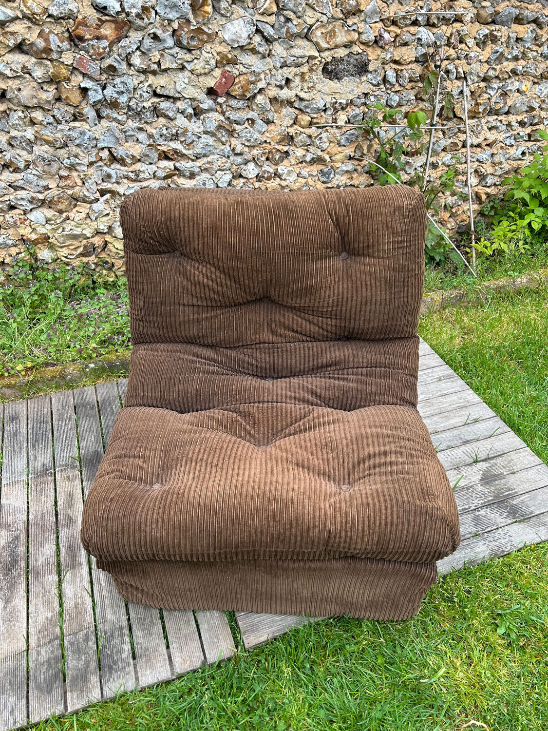 Vintage 1970s brown corduroy armchair