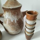 Vintage stoneware country house brunch service – teapot and bowls