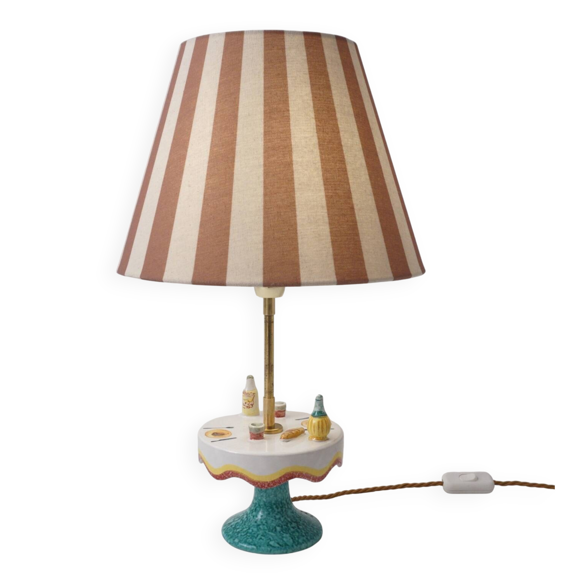 Vintage Florentine ceramic table lamp from the 1950s by MAF, Italian.