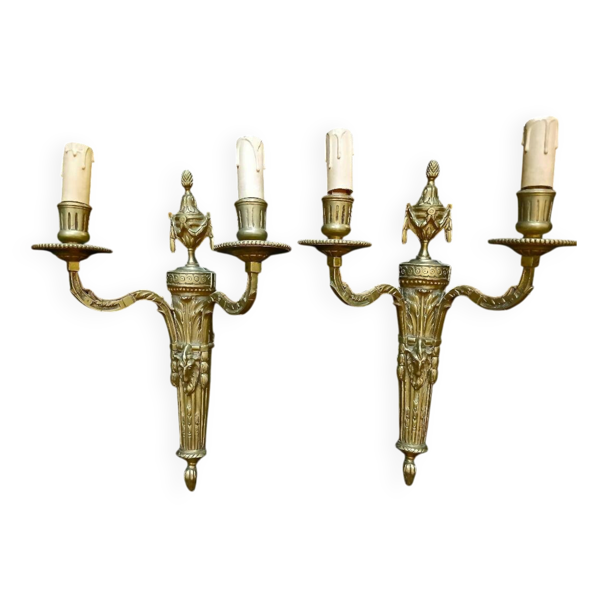 2 or 3 bronze wall lights in the Louis XVI Empire Neoclassical style.