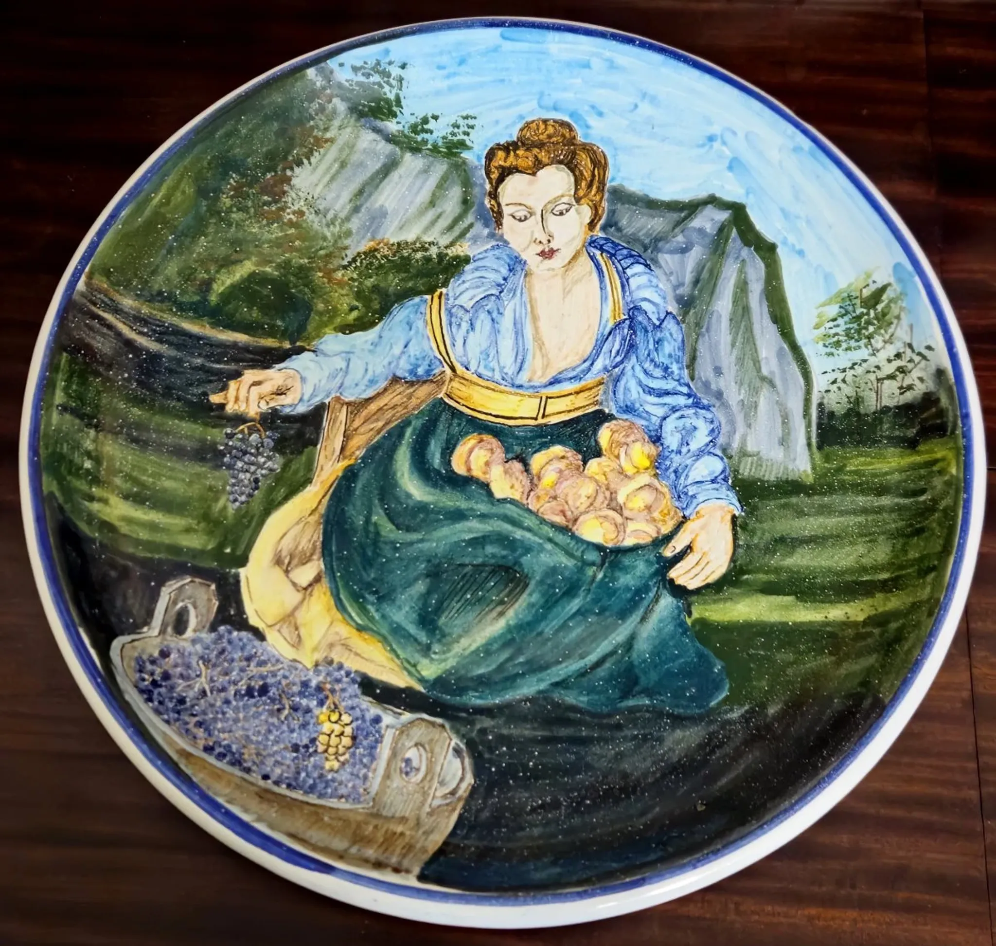 Decorative ceramic plate – Signed A. Del Bianco, Gubbio (Italy)