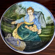 Decorative ceramic plate – Signed A. Del Bianco, Gubbio (Italy)