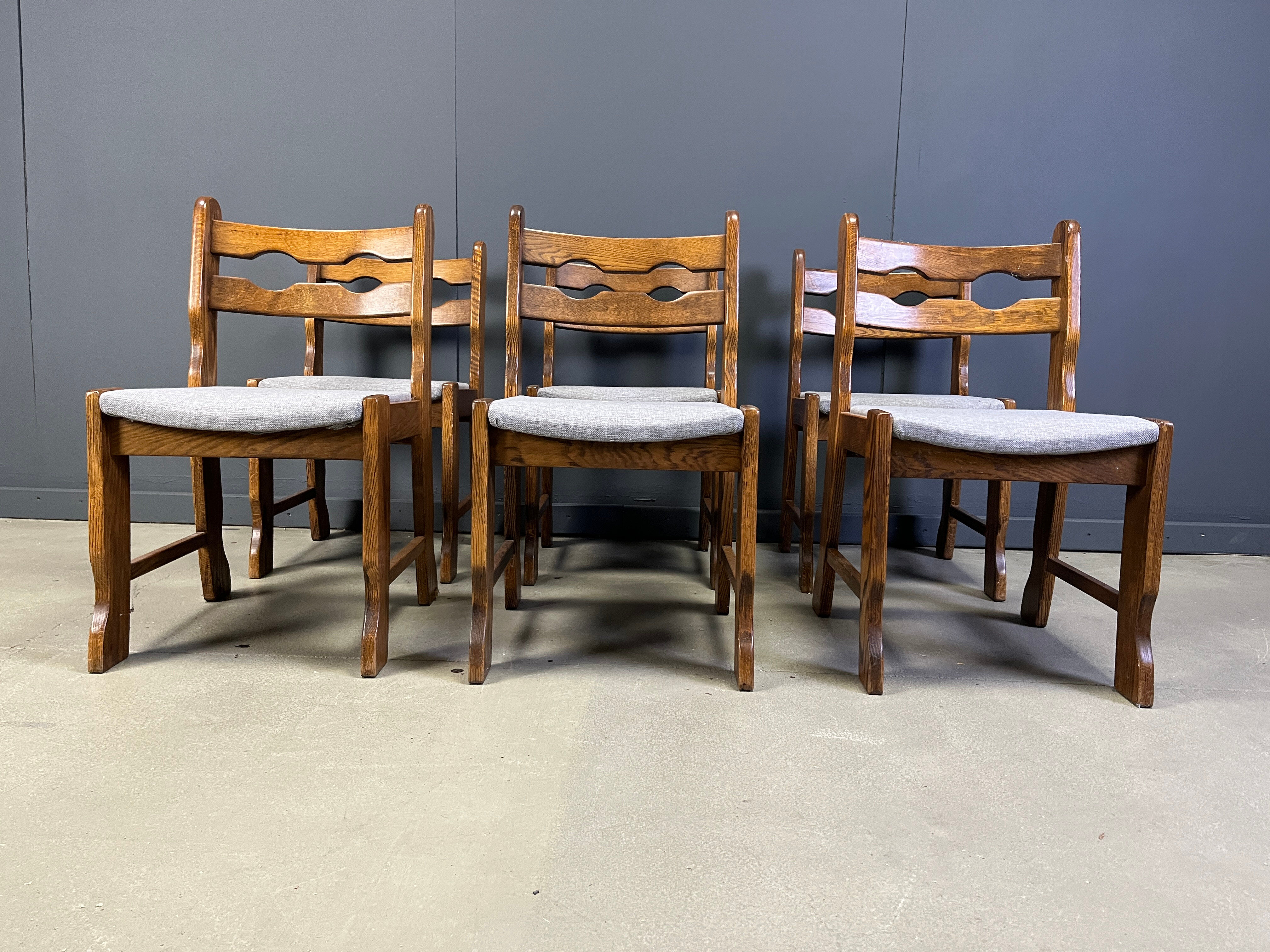 Brutalist dining chairs, set of 6 - 1960s
