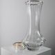 Vintage glass vase from the 1980s, transparent glass with fine linear pattern and silver metal details, elegant sculptural flower vase, gift idea.