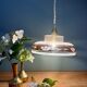 Vintage frosted glass pendant lampshade with gold frieze