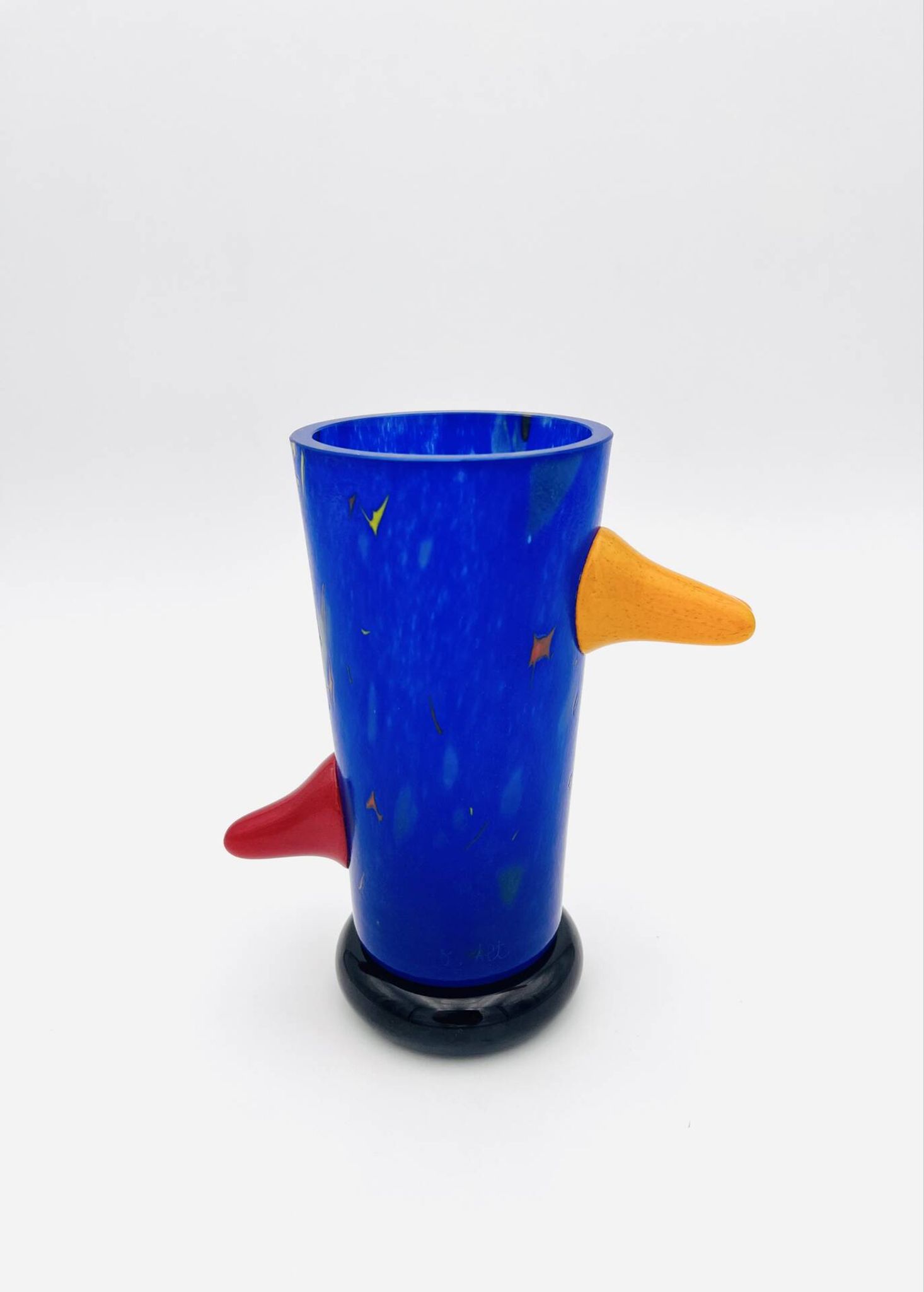 Vase Sculpture Otmar Alt Rosenthal Studio Line Glass Cobalt Signed 16cm
